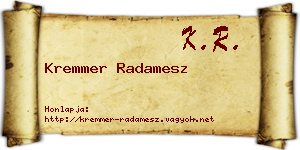 Kremmer Radamesz névjegykártya
